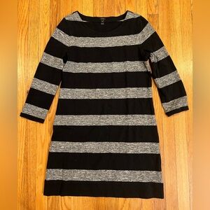 J. Crew Black and Gray Long Sleeve Sheath Dress